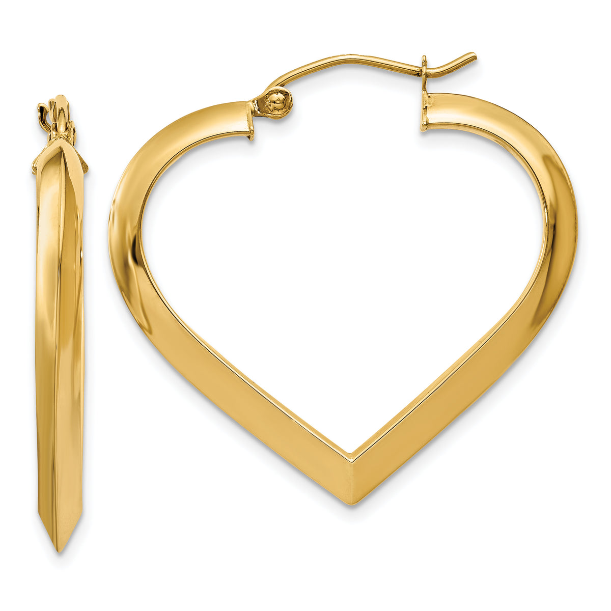 14k Polished Heart Hoop Earring