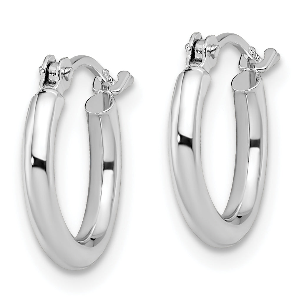 10K White Gold Polished Hinged Hoop Earrings