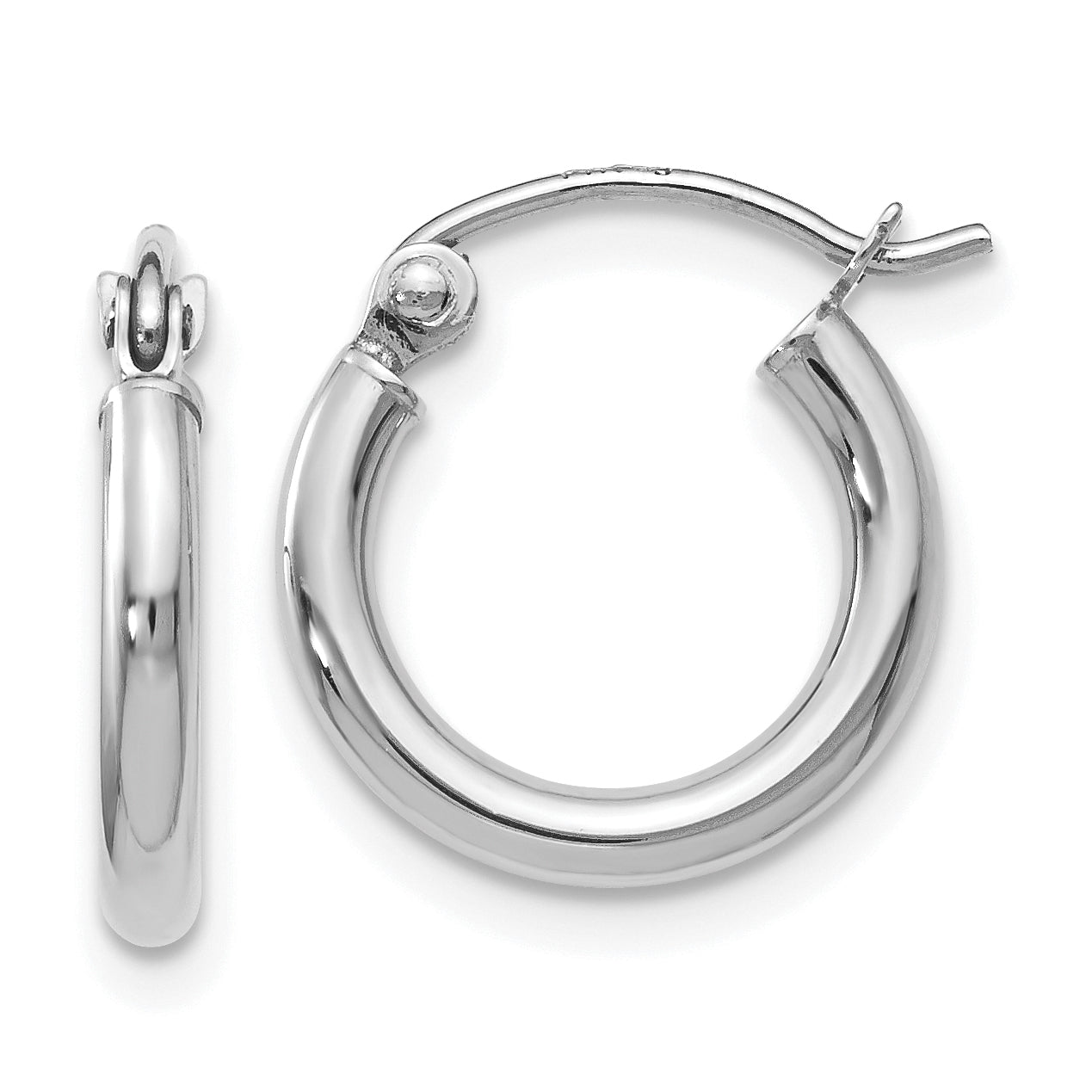 10K White Gold Polished Hinged Hoop Earrings