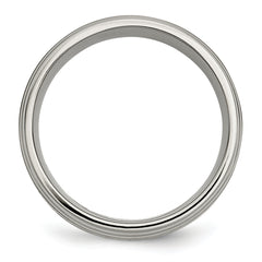 Titanium Brushed Center with 14k Gold Inlay 8mm Ridged Edge Band