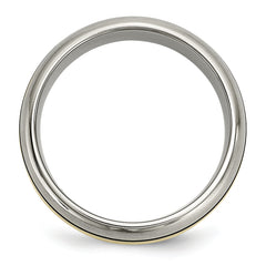 Titanium Antiqued and Brushed with 14k Gold Inlay 8mm Grooved Band