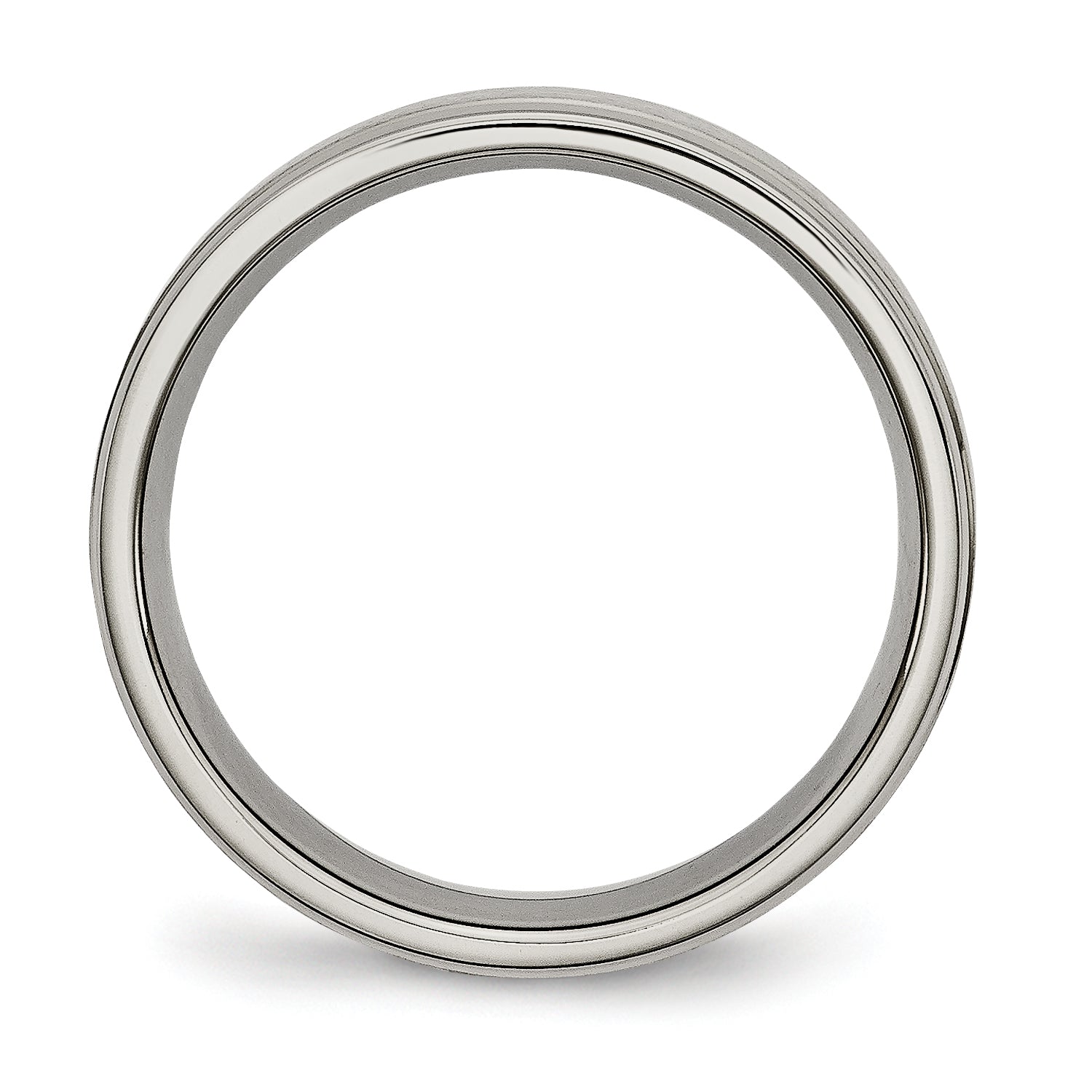 Titanium Brushed Center 6mm Ridged Edge Band