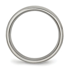 Titanium Brushed Center 6mm Ridged Edge Band