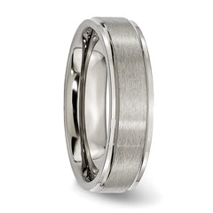 Titanium Brushed Center 6mm Ridged Edge Band