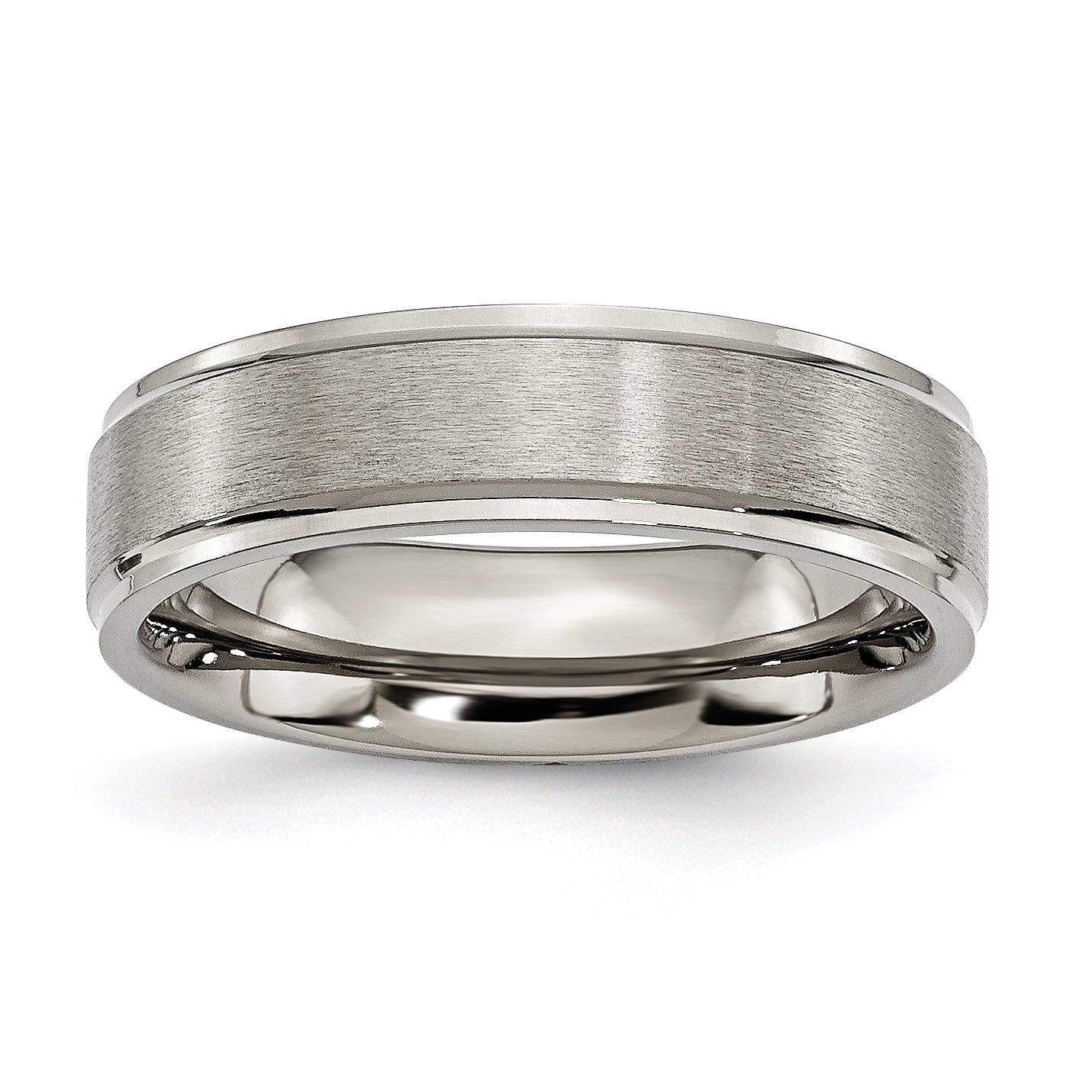 Titanium Brushed Center 6mm Ridged Edge Band