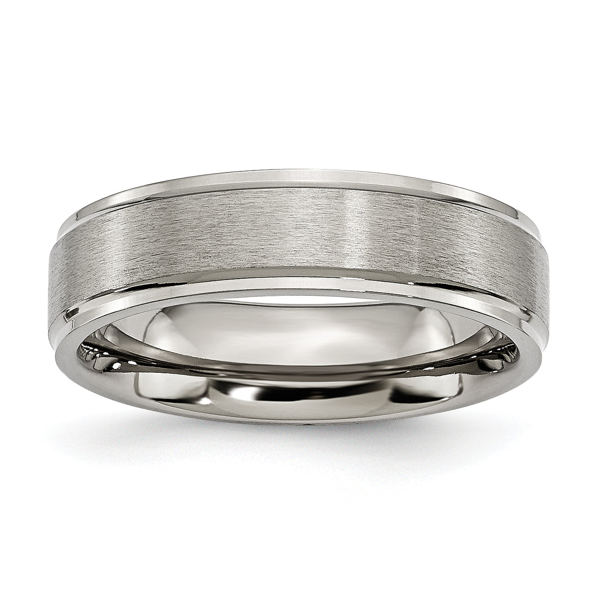 Titanium Brushed Center 6mm Ridged Edge Band