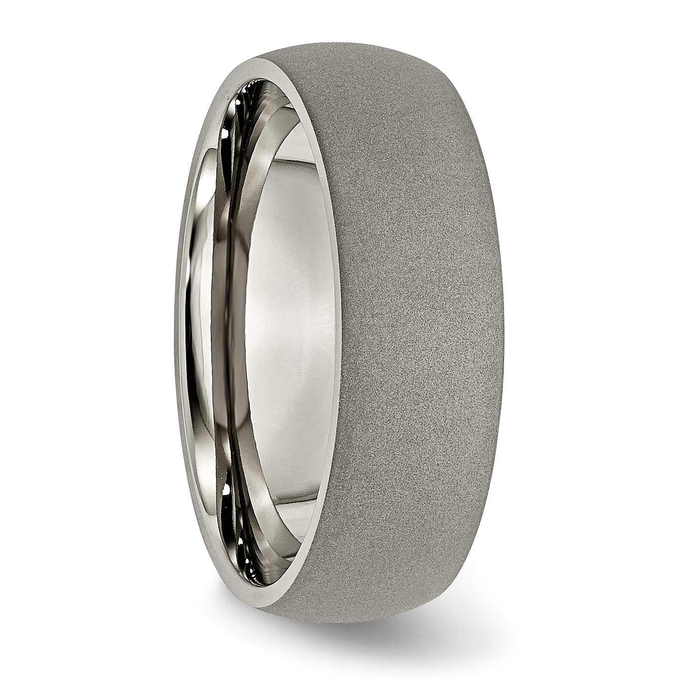 Titanium Stone Finish 7mm Half Round Band