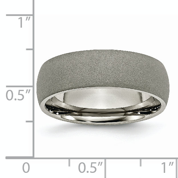 Sophia Jewelers Titanium Stone Finish Unisex Engravable Comfort Fit Wedding Band