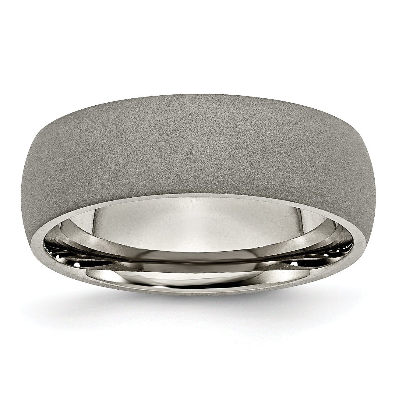 Titanium Stone Finish 7mm Half Round Band