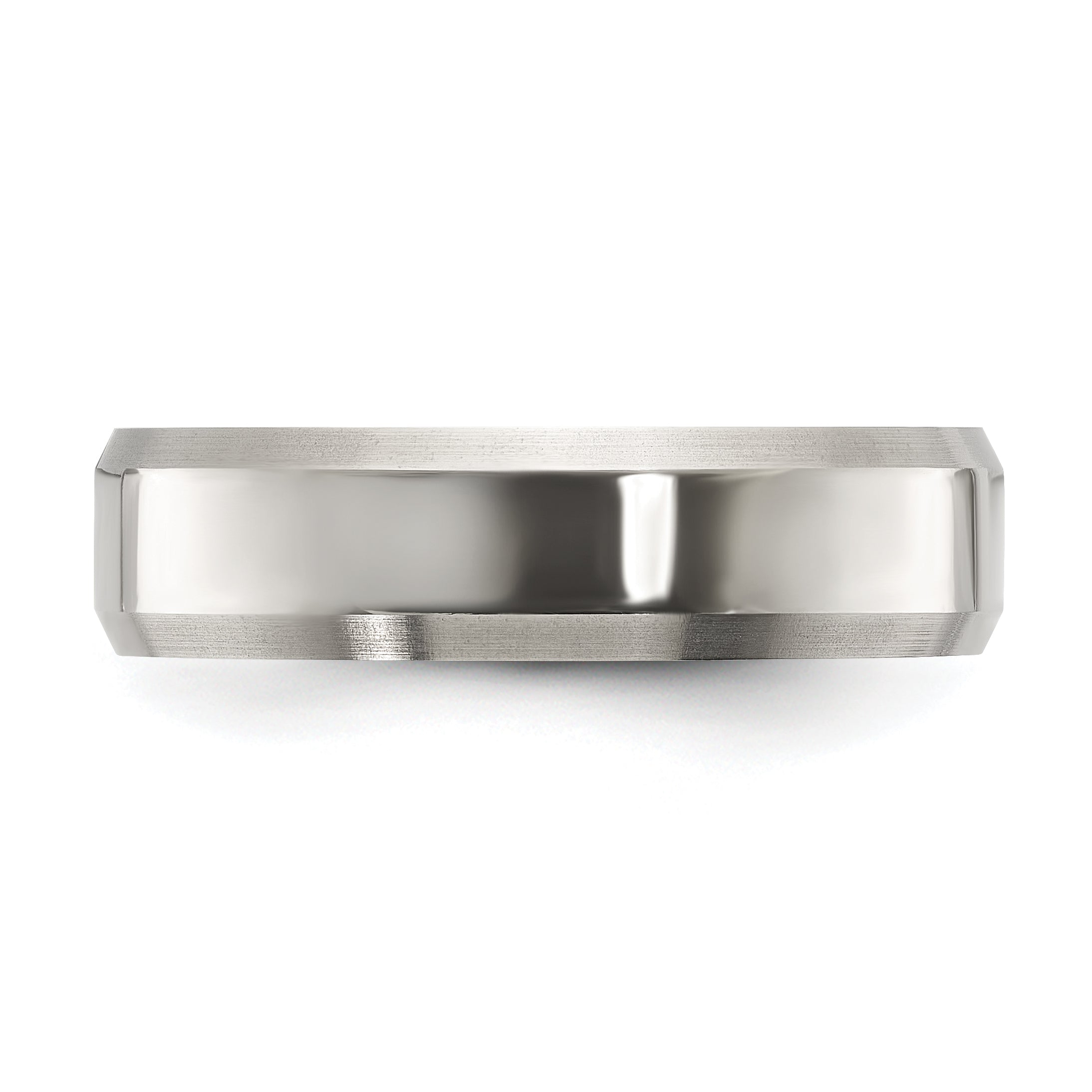 Titanium Brushed and Polished 6mm Beveled Edge Band