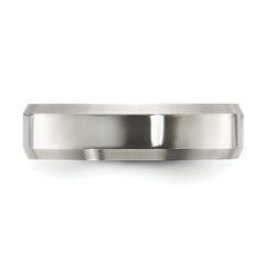 Titanium Brushed and Polished 6mm Beveled Edge Band