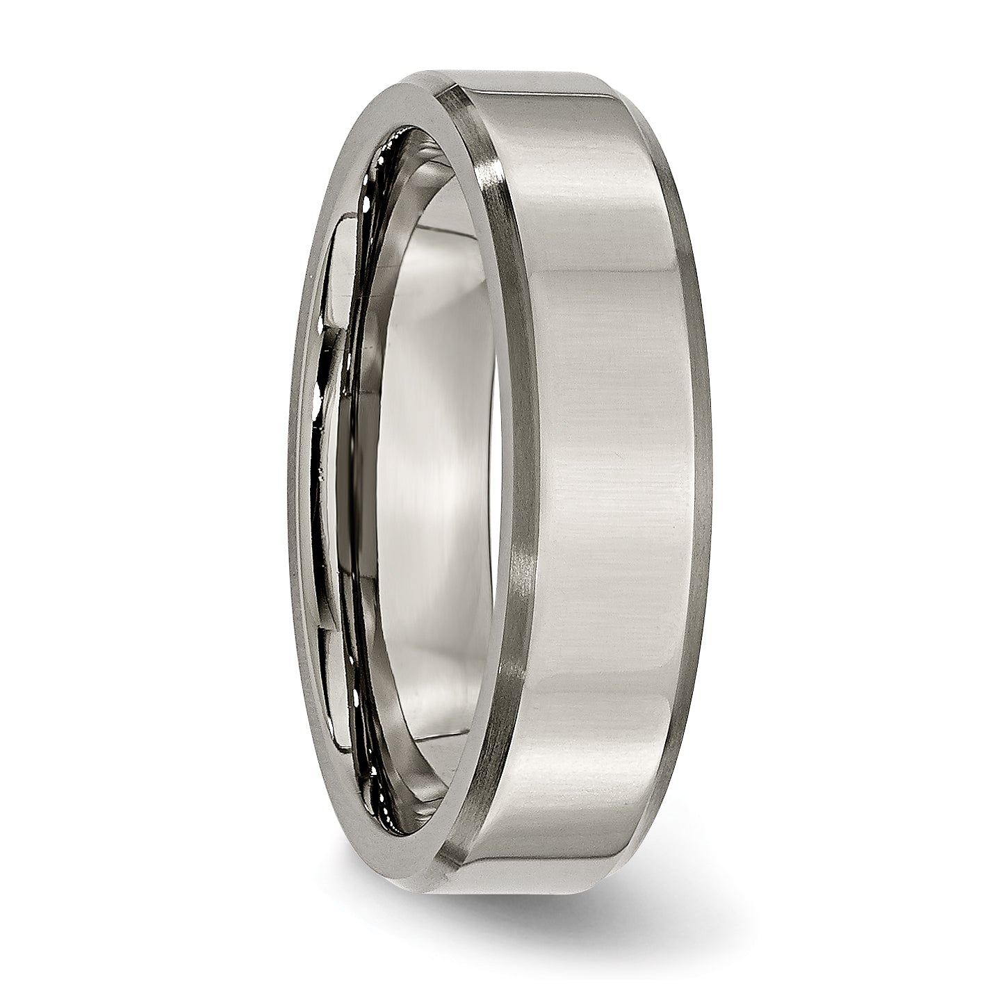 Titanium Brushed and Polished 6mm Beveled Edge Band