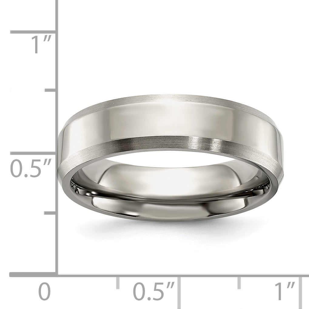 Titanium Brushed and Polished 6mm Beveled Edge Band