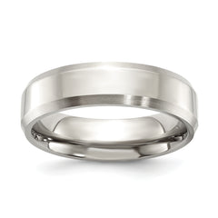 Titanium Brushed and Polished 6mm Beveled Edge Band