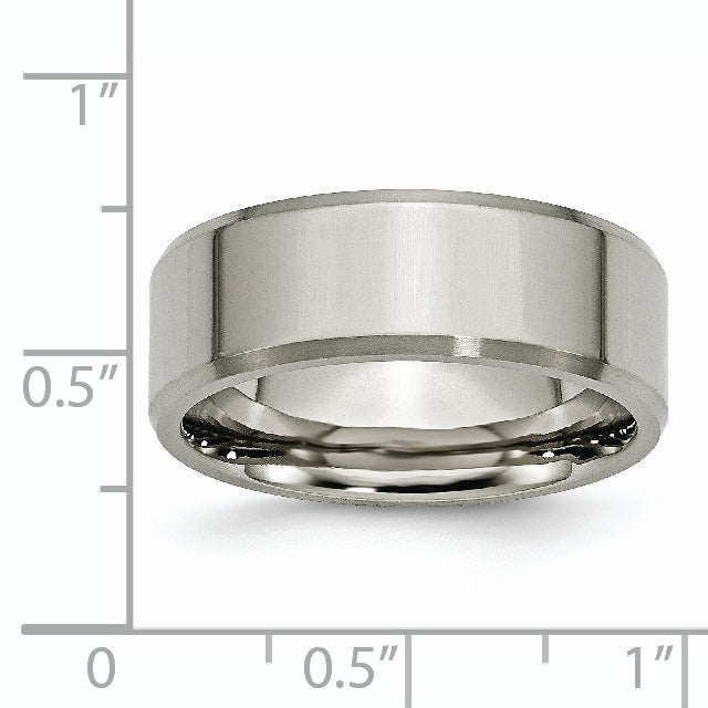 Titanium Brushed and Polished 8mm Beveled Edge Band