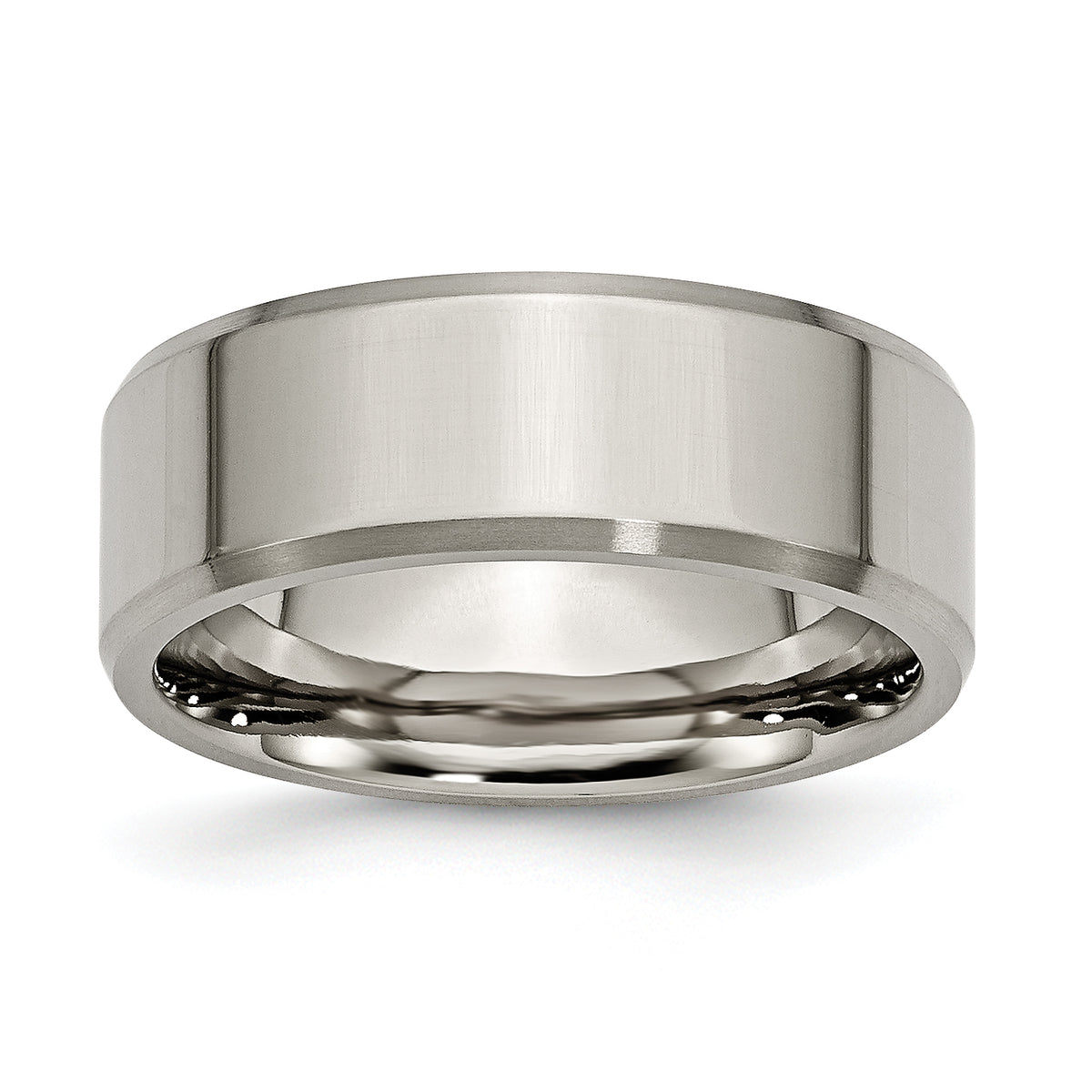 Titanium Brushed and Polished 8mm Beveled Edge Band