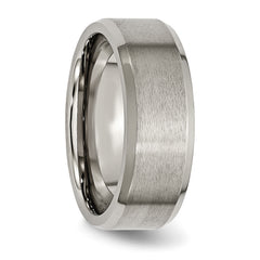 Titanium Brushed and Polished 8mm Beveled Edge Band