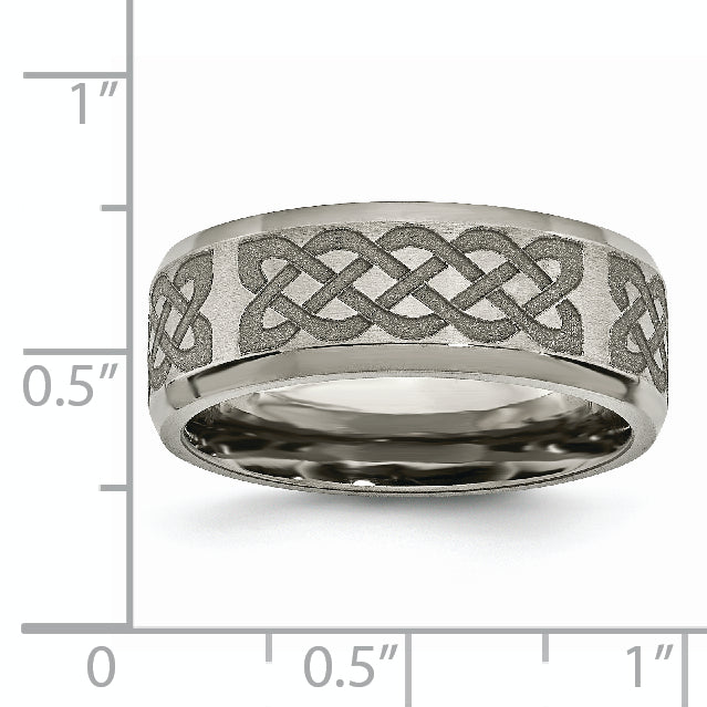 Titanium Celtic Laser Design 8mm Unisex Polished Wedding Band