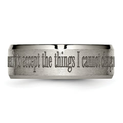 Titanium Brushed and Polished Serenity Laser Design 8mm Beveled Band