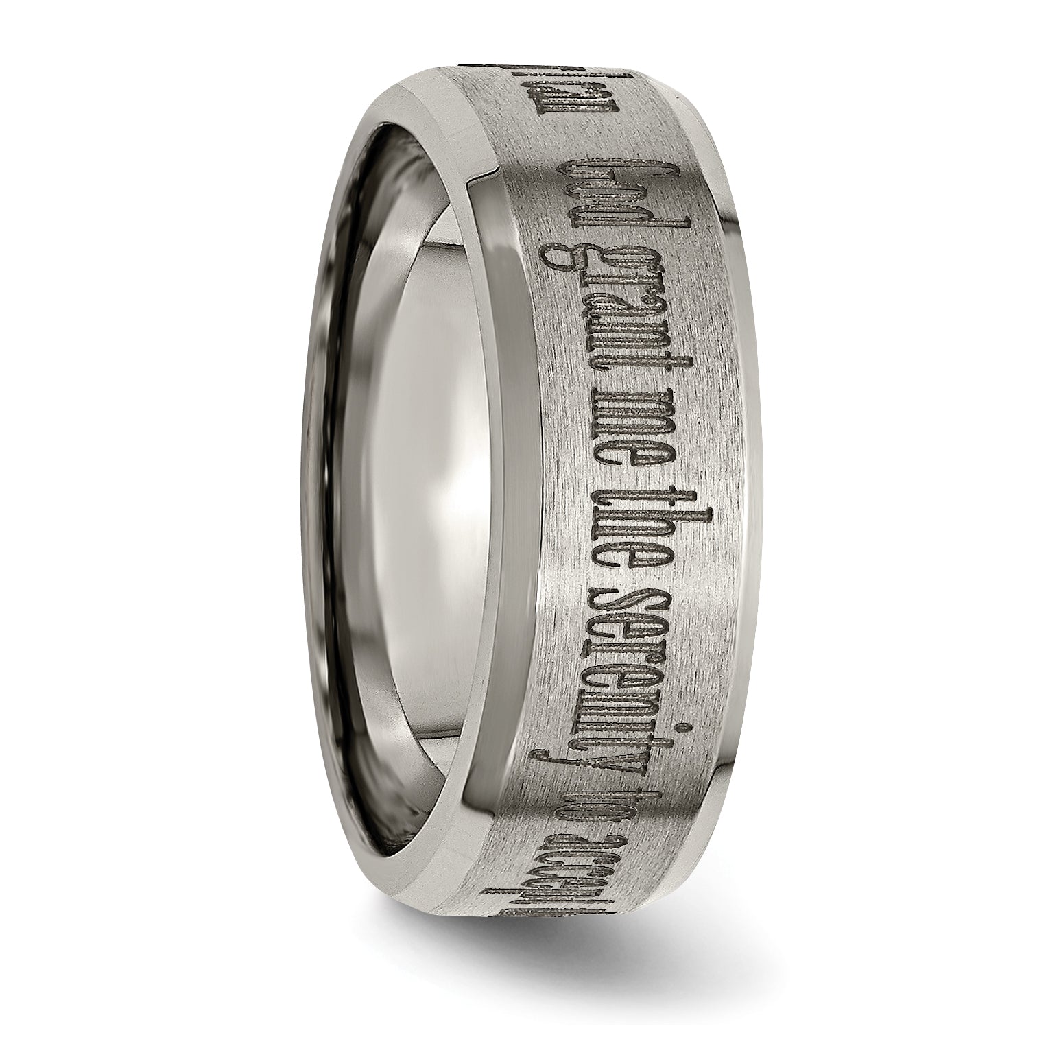 Titanium Brushed and Polished Serenity Laser Design 8mm Beveled Band