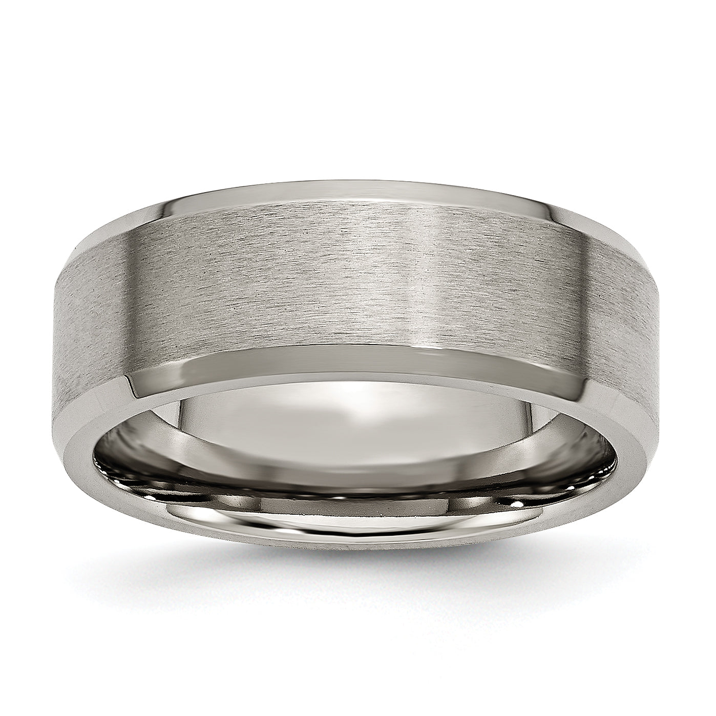 Titanium Brushed and Polished 8mm Beveled Edge Band