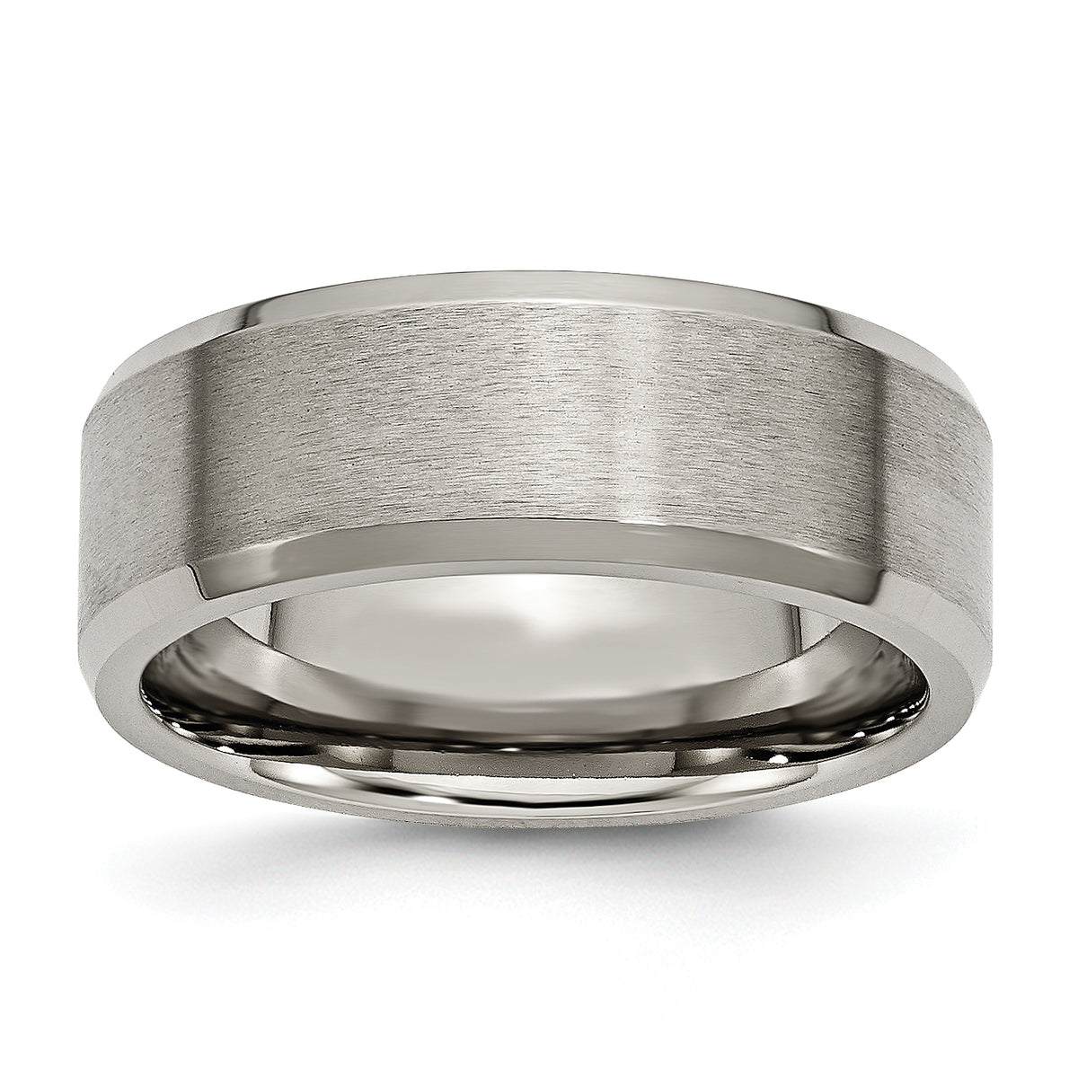 Titanium Brushed and Polished 8mm Beveled Edge Band