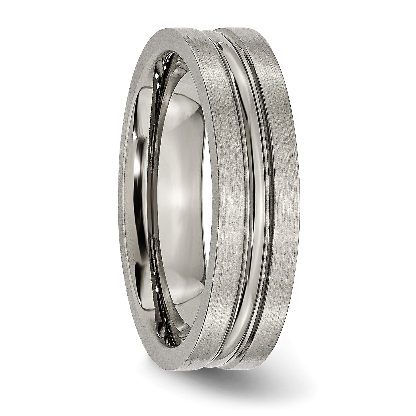 Sophia Jewelers Titanium 6mm Unisex Engravable Grooved Wedding Band