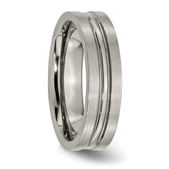 Sophia Jewelers Titanium 6mm Unisex Engravable Grooved Wedding Band