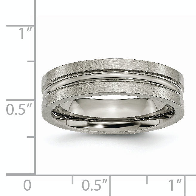 Sophia Jewelers Titanium 6mm Unisex Engravable Grooved Wedding Band