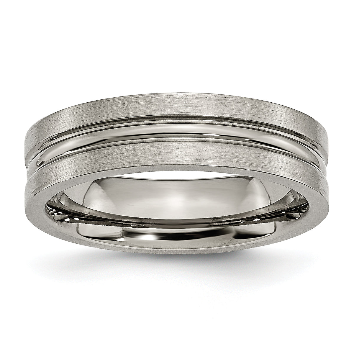 Titanium Brushed and Polished 6mm Grooved Band