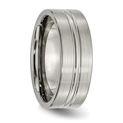 Sophia Jewelers Titanium 8mm Grooved Unisex Engravable Wedding Band