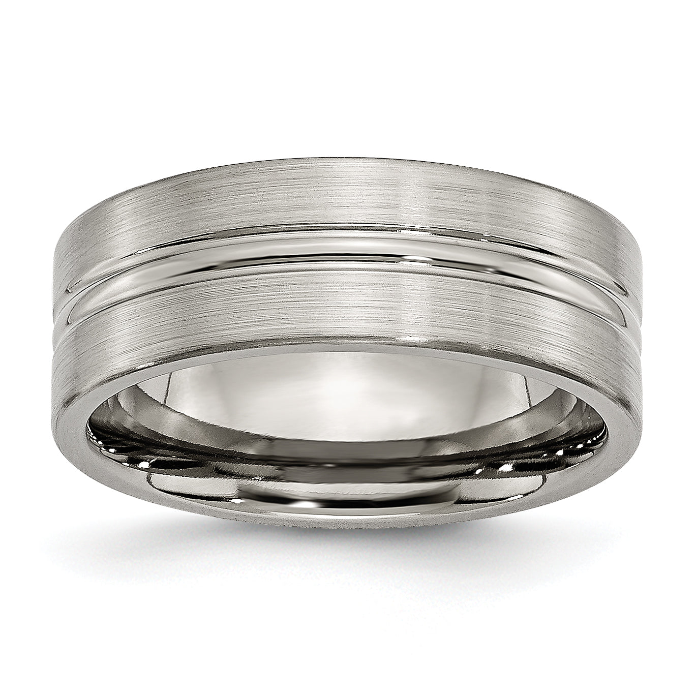 Titanium Brushed and Polished 8mm Grooved Band