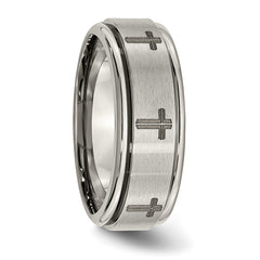 Sophia Jewelers Titanium Unisex Wedding Band with Laser Design