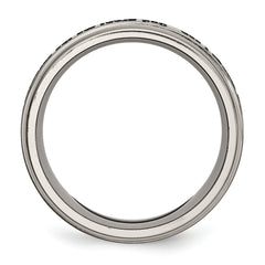 Titanium Brushed and Polished Serenity Laser Design 8mm Ridged Edge Band