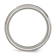 Titanium Brushed and Polished Cross Laser Design 8mm Ridged Edge Band