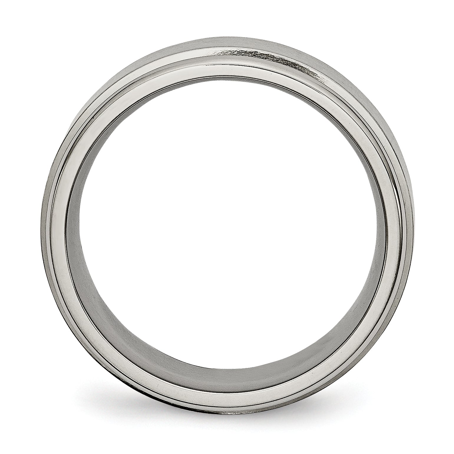 Titanium Brushed Center 8mm Ridged Edge Band