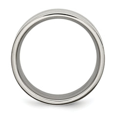 Titanium Polished Unisex Wedding Band with Grooved Design Engravable