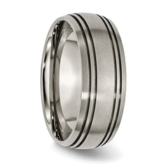 Unisex Titanium Wedding Band with Brushed Finish and Engravable Flat Edge