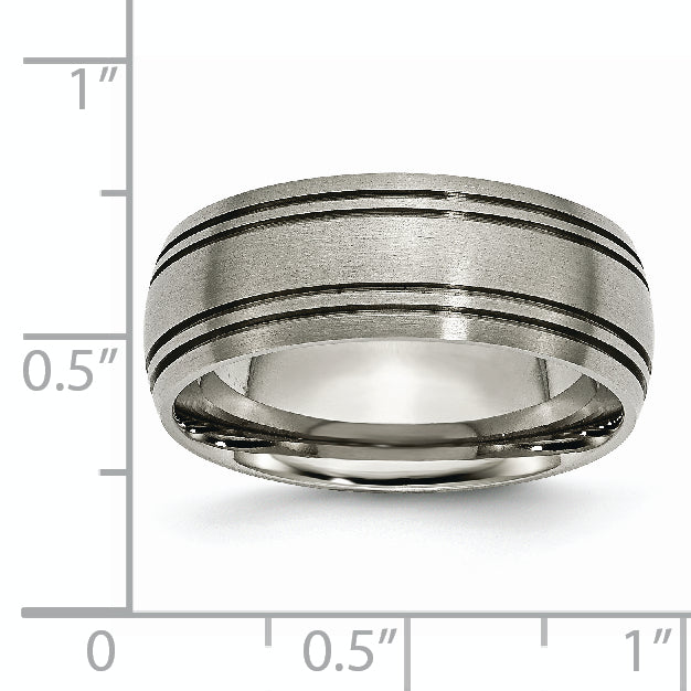 Unisex Titanium Wedding Band with Brushed Finish and Engravable Flat Edge