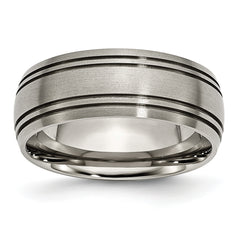 Titanium Brushed Center 8mm Grooved Band