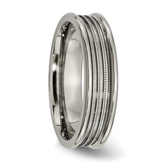 Sophia Jewelers Titanium Wedding Band with Grooved Beaded Polished Finish