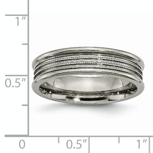 Titanium Grooved and Beaded 6mm Polished Band