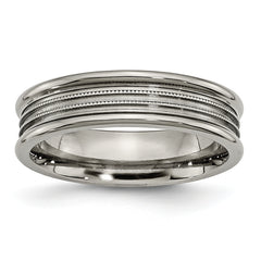 Titanium Grooved and Beaded 6mm Polished Band