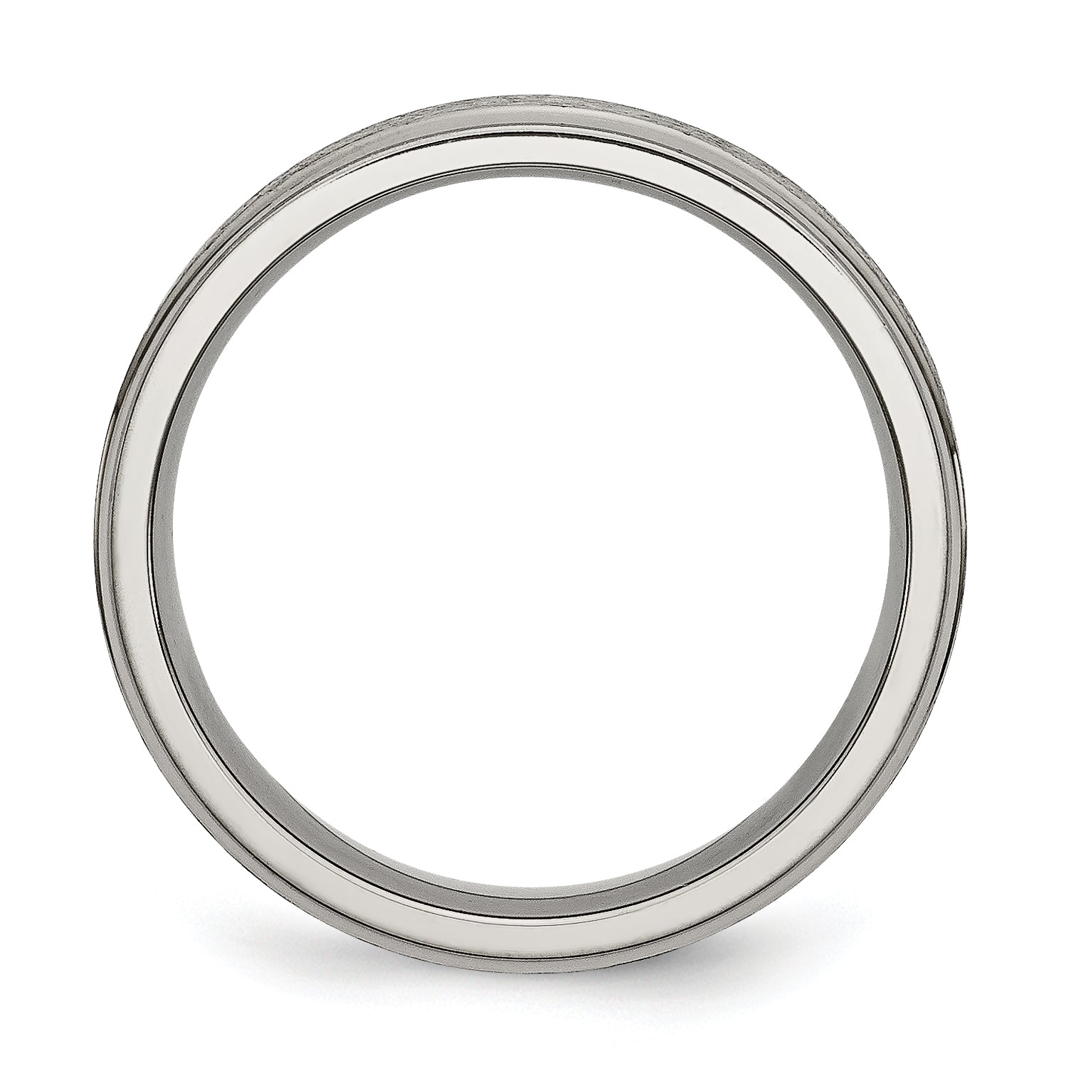 Titanium Brushed Center 6mm Ridged Edge Band