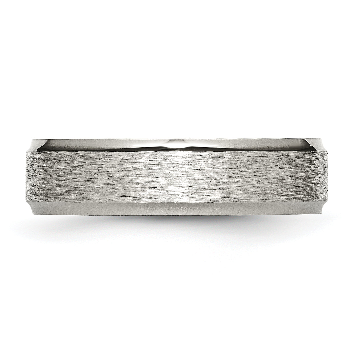 Titanium Brushed Center 6mm Ridged Edge Band