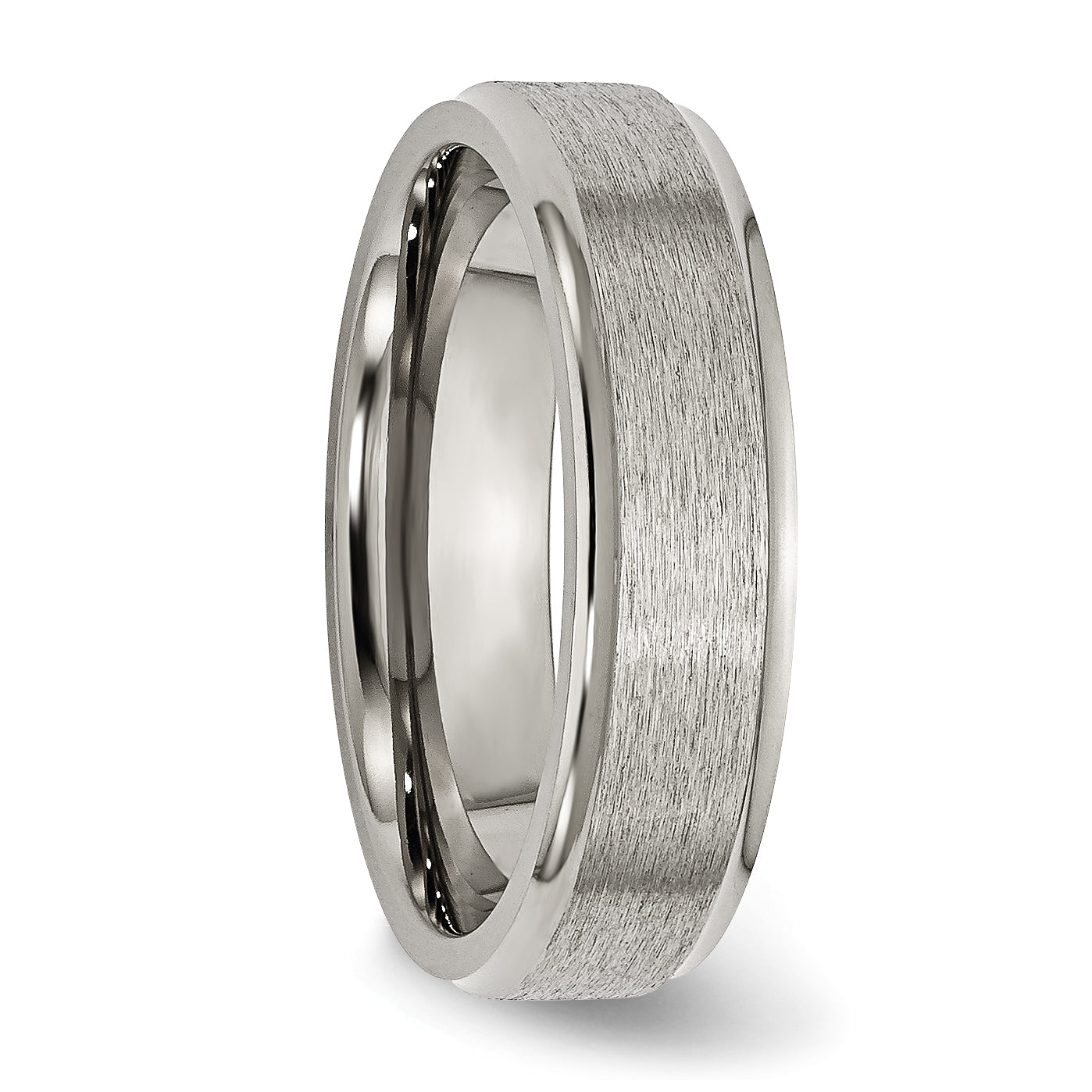 Titanium Brushed Center 6mm Ridged Edge Band