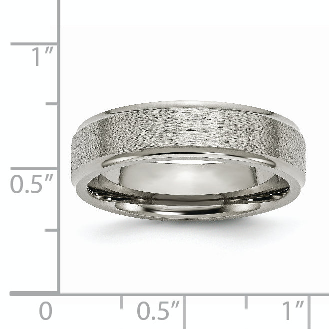 Titanium Brushed Center 6mm Ridged Edge Band