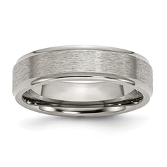 Titanium Brushed Center 6mm Ridged Edge Band