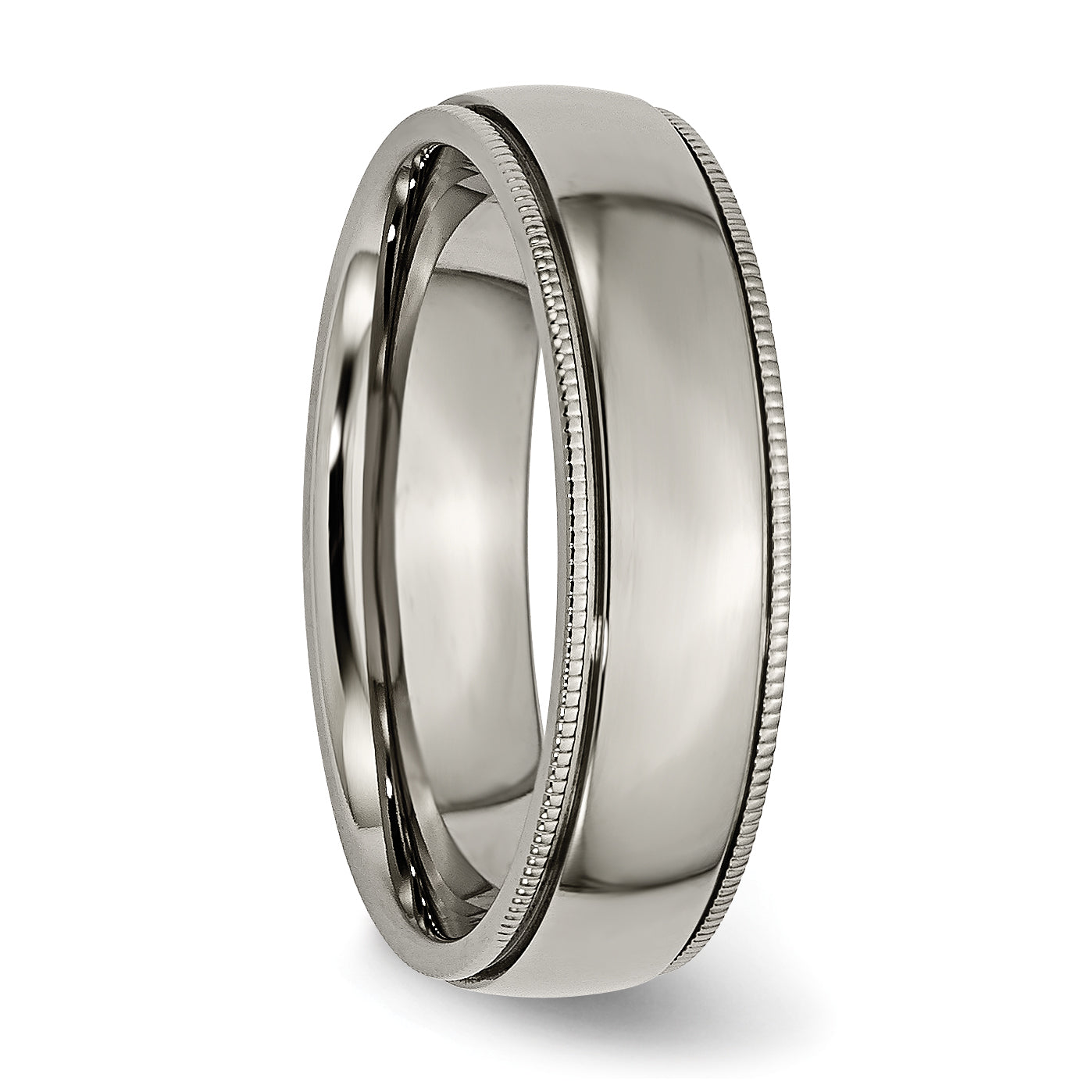 Titanium Polished 6mm Grooved and Beaded Edge Band