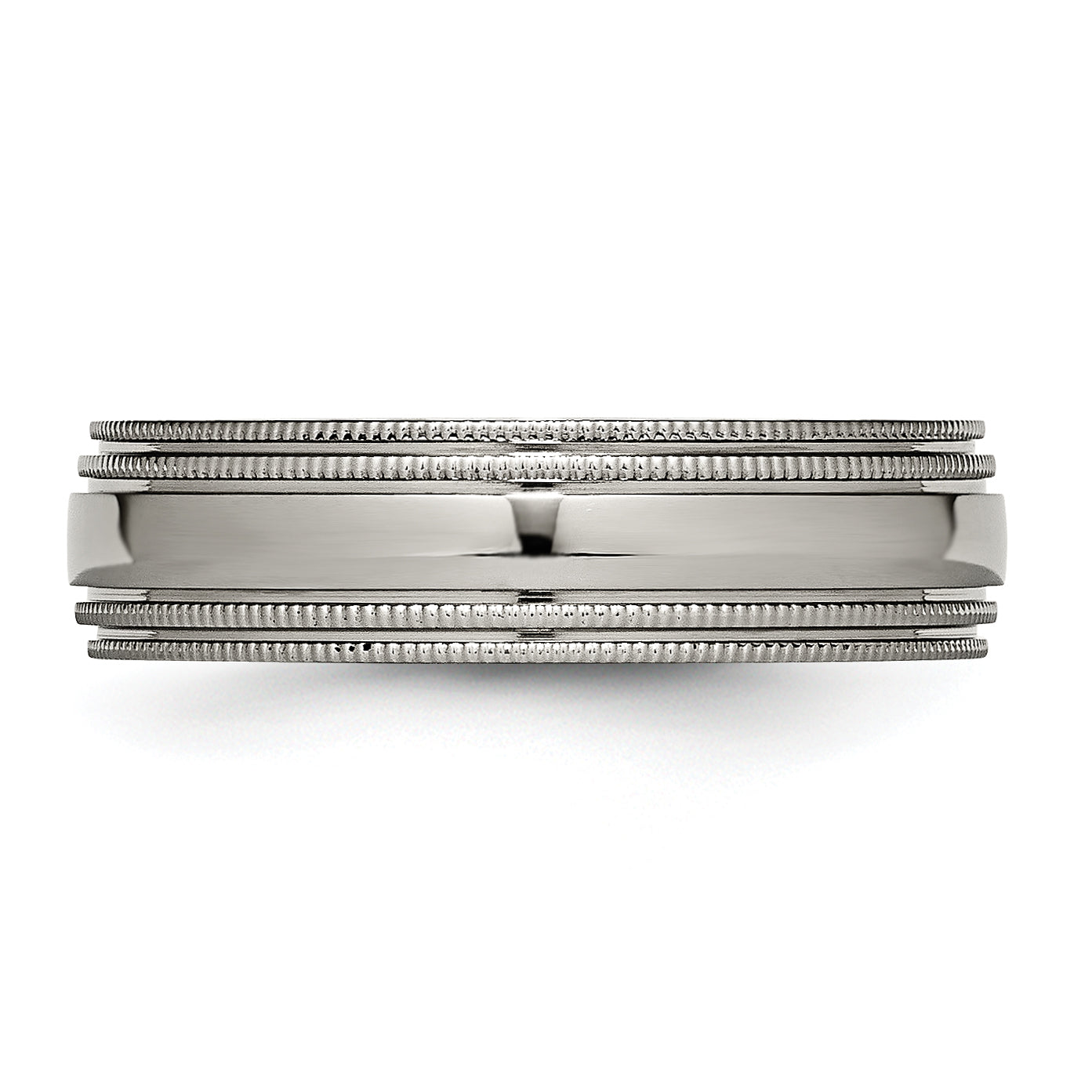 Titanium Polished 6mm Grooved and Beaded Edge Band